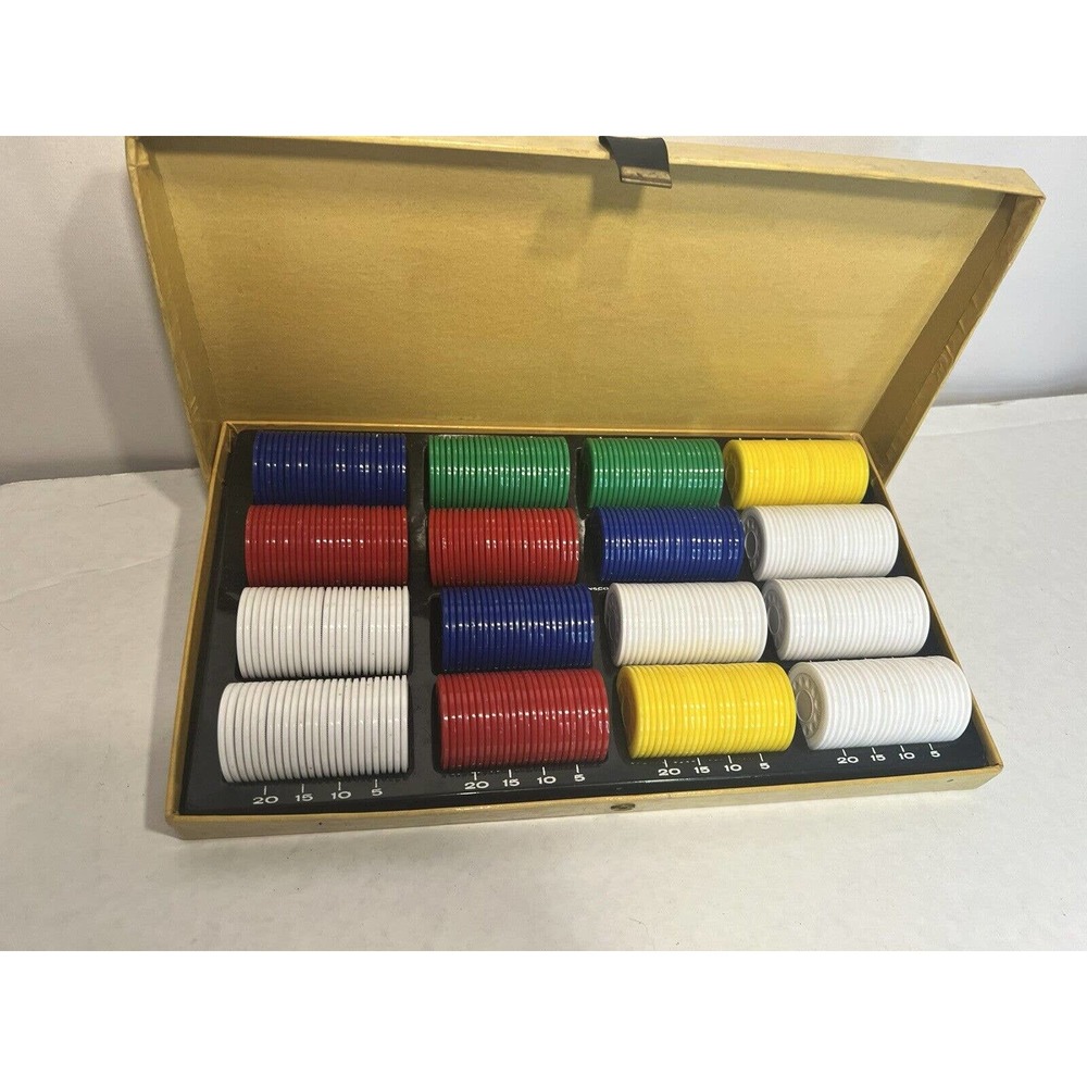 Vintage Transco TAG Poker Plastic Chips Beige